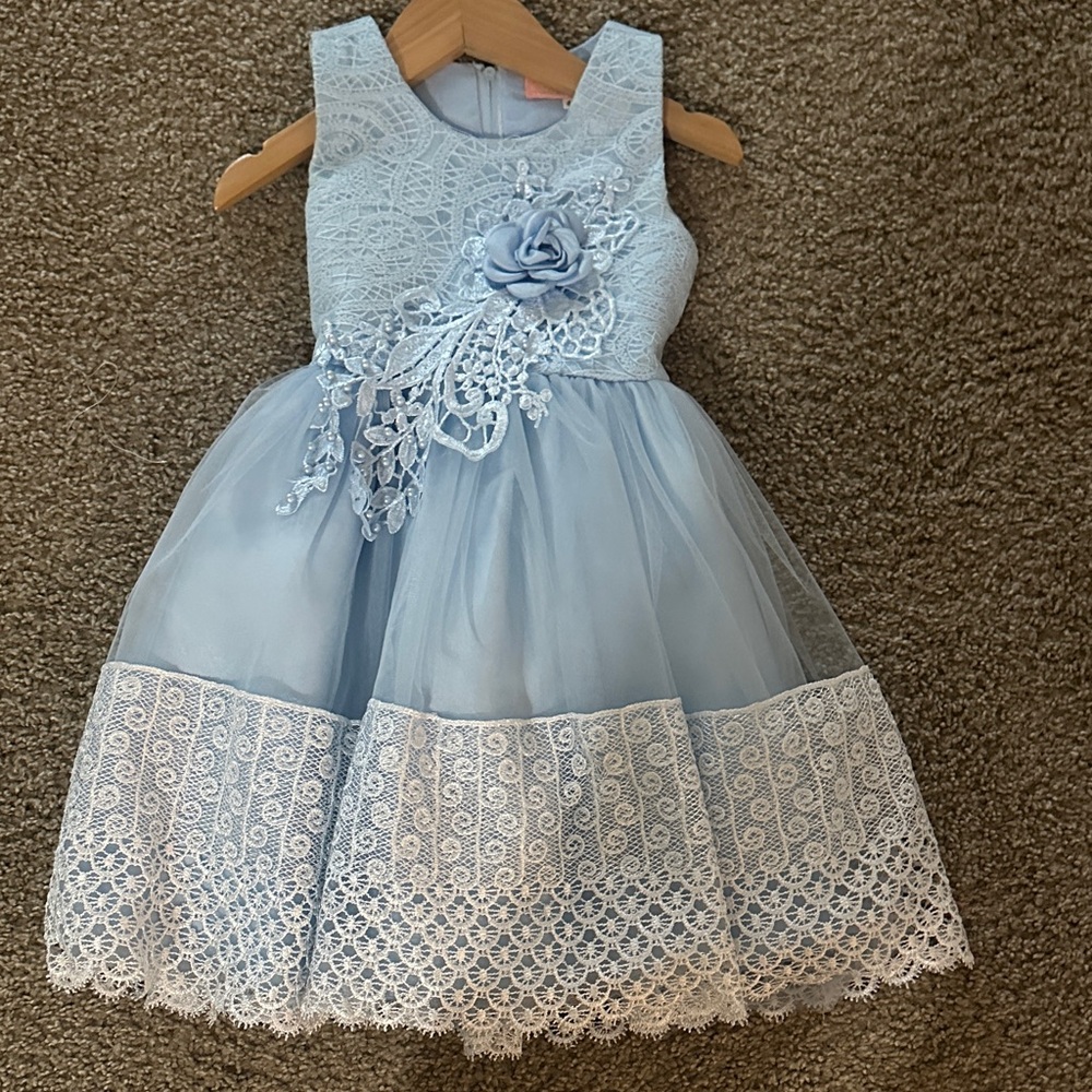 Elegant Blue Lace Kids Dress